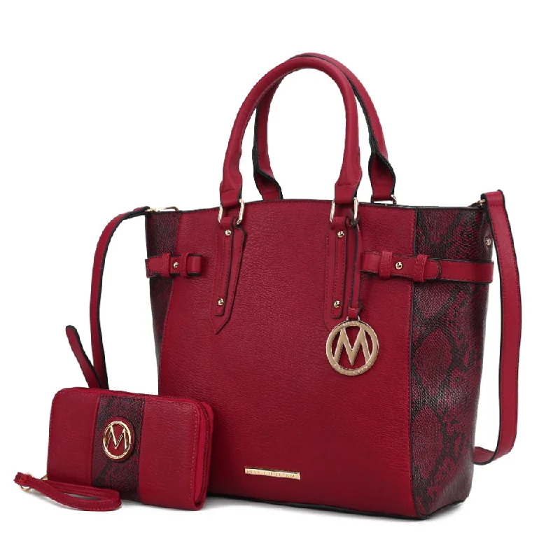 Stylish Bag For Women Joelle Faux-Snake Embossed Women’s Tote bag with matching Wallet by Mia K.
