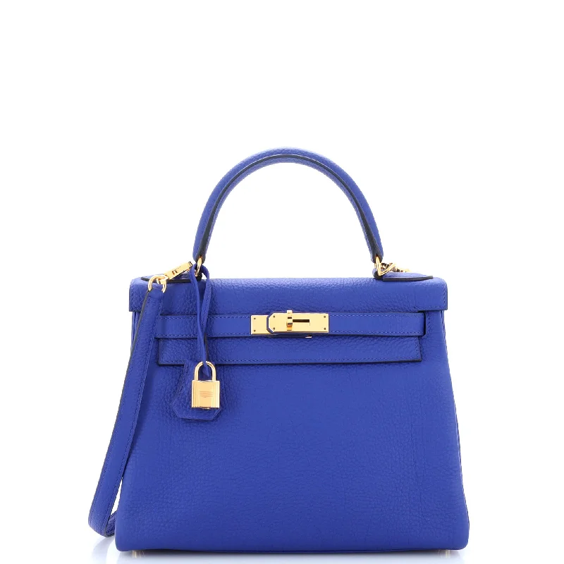 Vintage Bags For Retro And Classic Fashion Lovers Kelly Handbag Bleu Electrique Togo with Gold Hardware 28