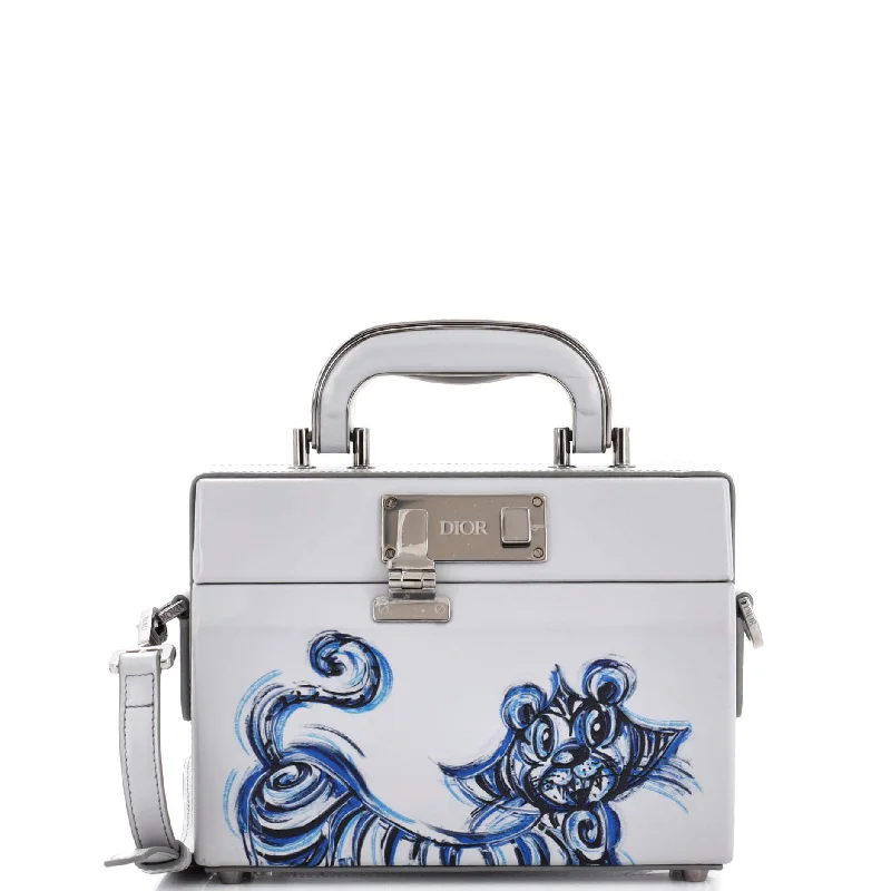 Durable And Cheap Bags Kenny Scharf Year of the Tiger Top Handle Clasp Lock Bag Printed Leather