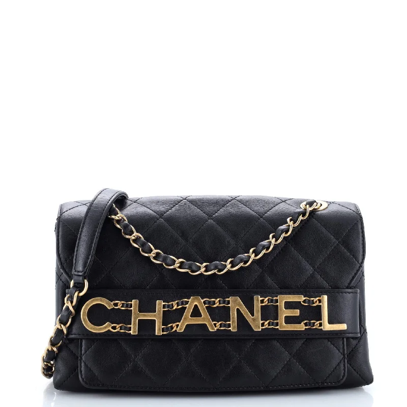 Glamorous Bags For Evening Events And Parties Logo Enchained Flap Bag Quilted Calfskin Medium