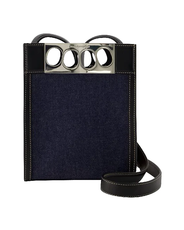 Genuine Bags On Clearance Sale Mini Tote Bag - Alexander Mcqueen - Leather - Denim/Black