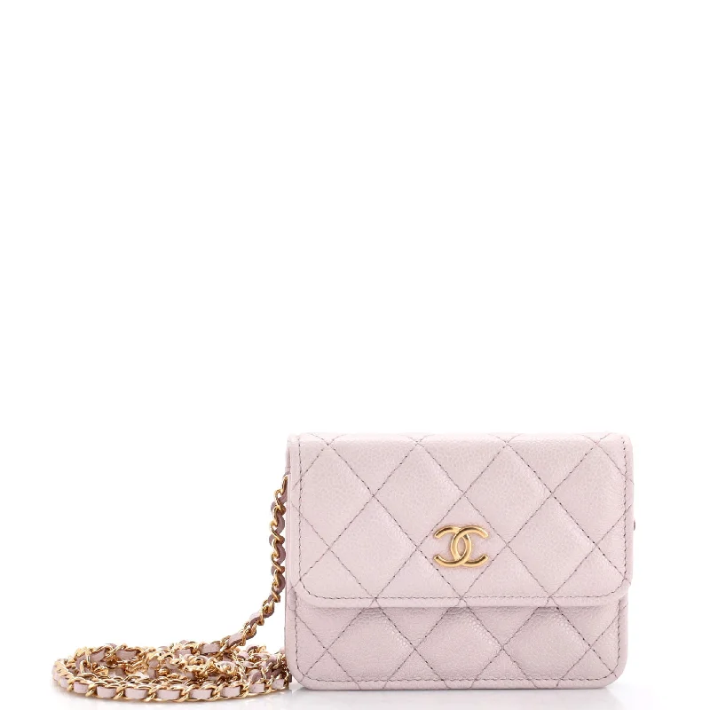 Bags For Minimalist And Functional Design Miss Coco Strap Flap Clutch with Chain Quilted Caviar Mini