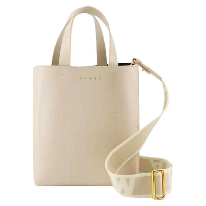 Vintage Bags For Retro And Classic Fashion Lovers Museo Mini Shopping Bag - Marni - Leather - Beige