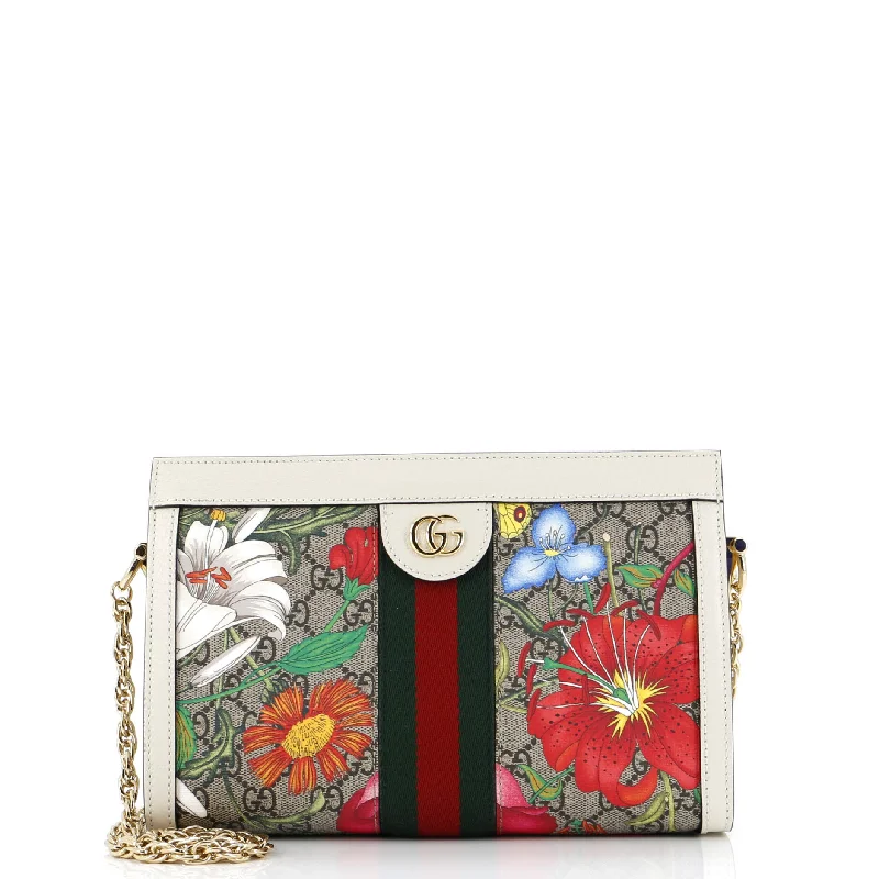 Sleek And Seasonal Sale Bags Ophidia Chain Shoulder Bag Flora GG Coated Canvas Small