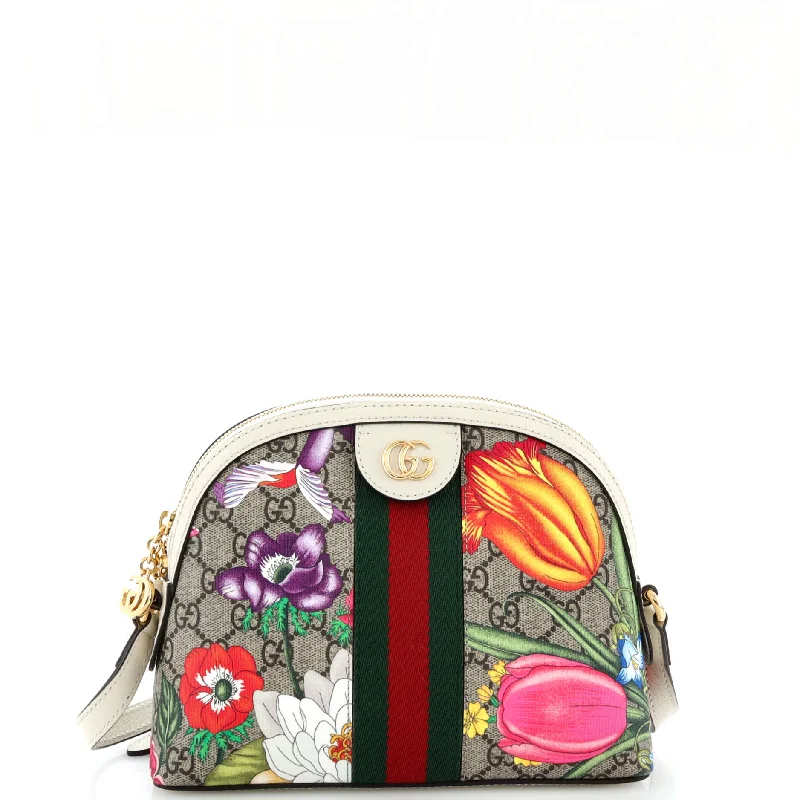 Inspired Bags For High-End Fashion Ophidia Dome Shoulder Bag Flora GG Coated Canvas Small