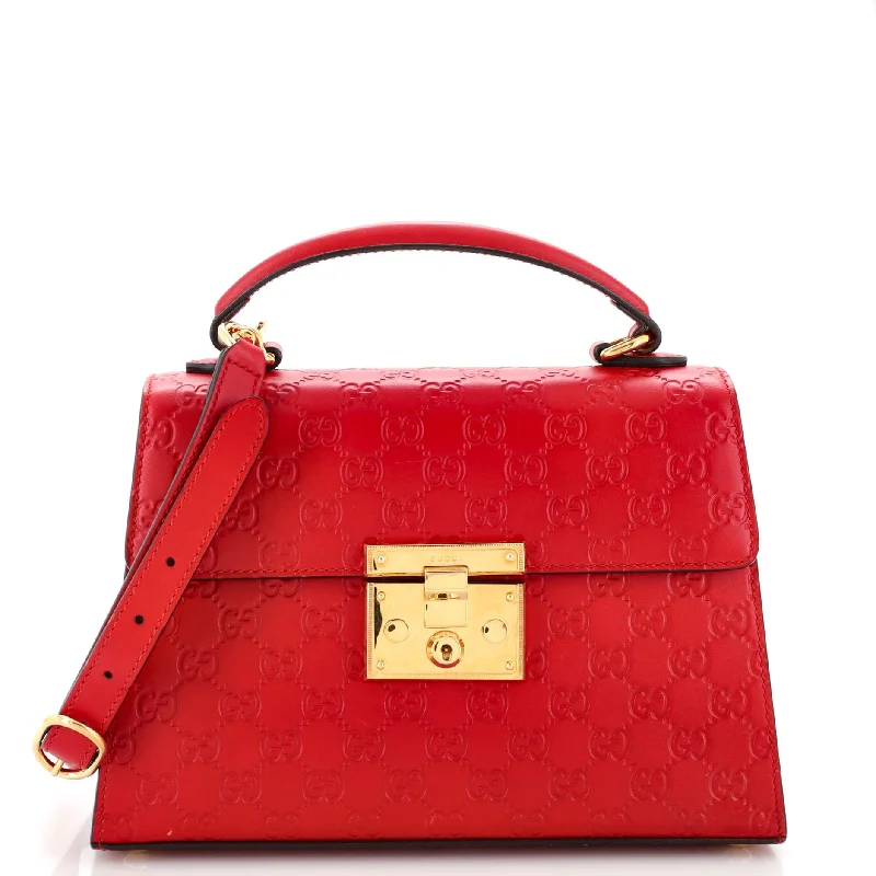Scratch-Resistant And Luxury Sale Bags Padlock Top Handle Bag Guccissima Leather Small