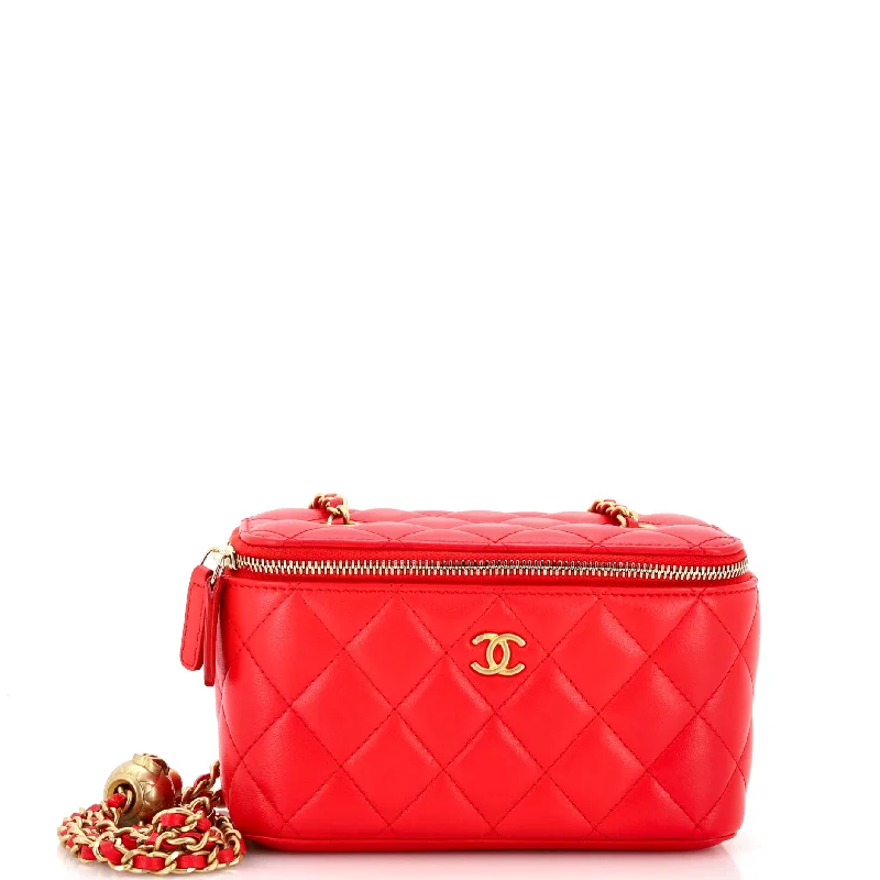 Stylish And Affordable Bags For Every Occasion Pearl Crush Vanity Case with Chain Quilted Lambskin Small