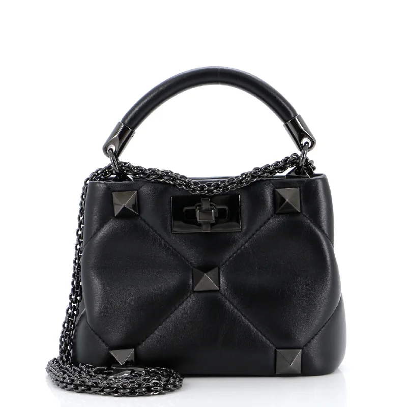 Discounted Designer Bags For Clearance Events Roman Stud Top Handle Bag Quilted Leather Mini