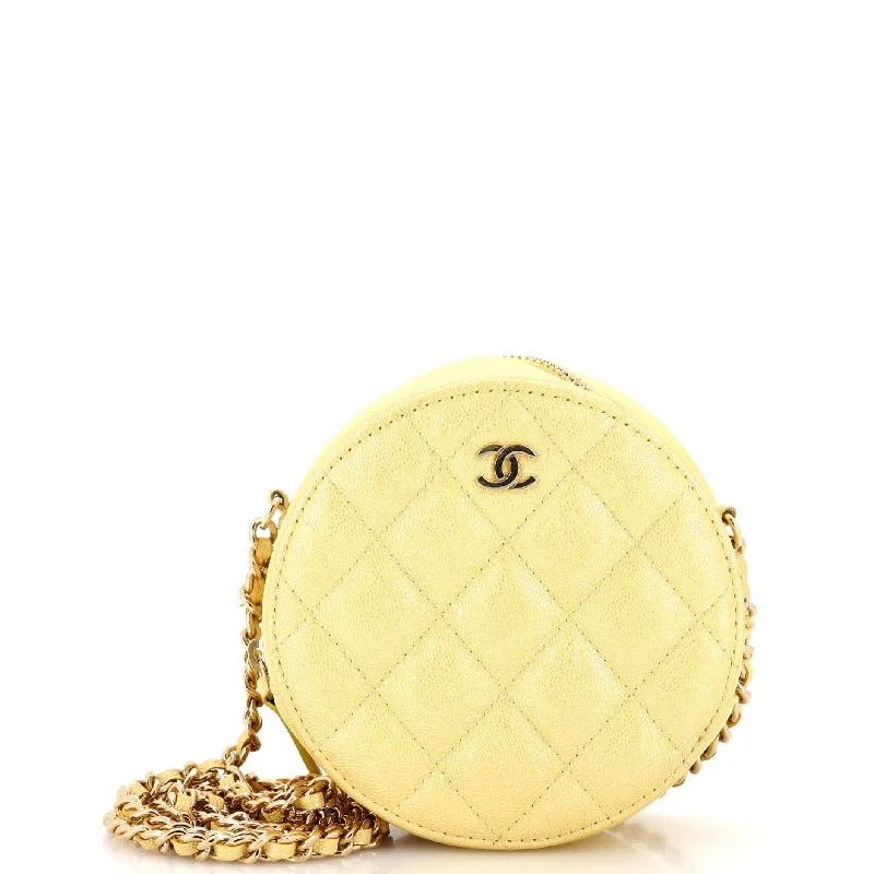 Trendy Bags For Women And Men In 2025 Round Clutch with Chain Quilted Iridescent Caviar Mini