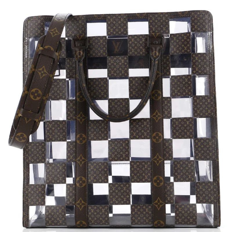 Chic And Clearance-Priced Tote Bags Sac Plat Bag Monogram Chess Coated Canvas and PVC