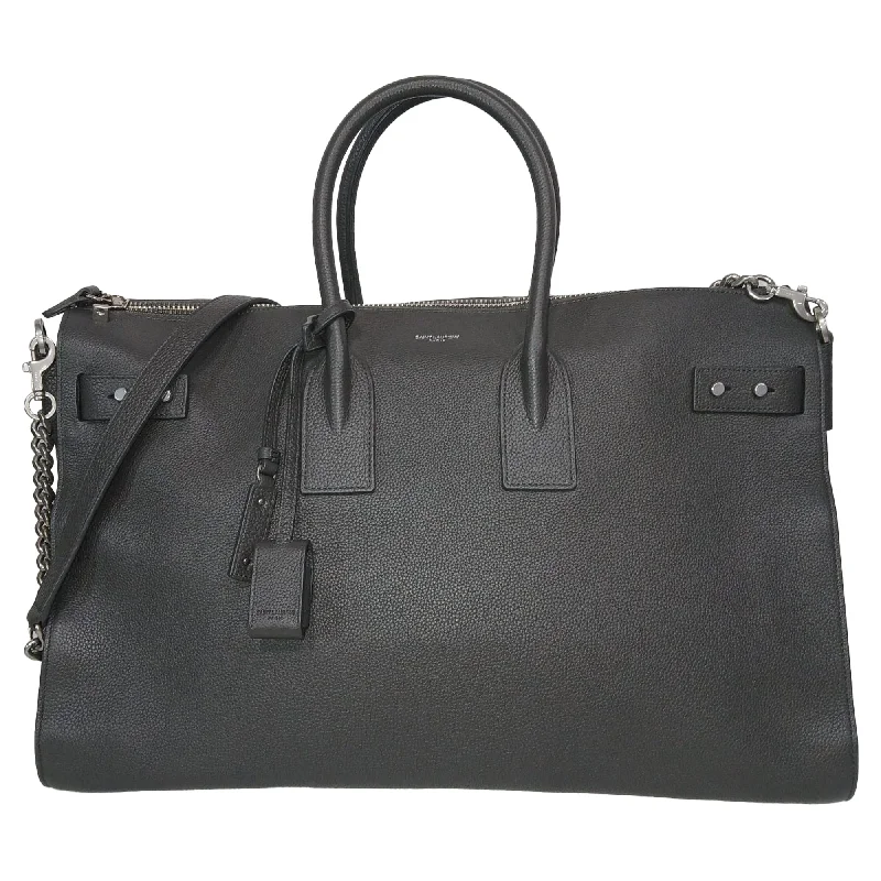 Scratch-Resistant And Luxury Sale Bags Saint Lauren Sac De Jour 48H Duffle Bag in Black Calfskin Leather