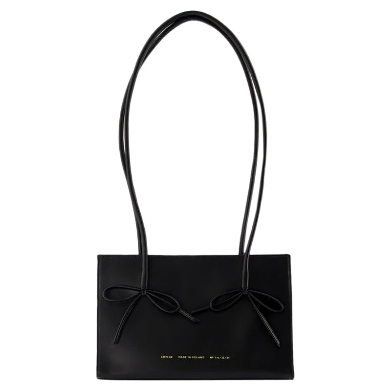 Designer Bags For Luxury Collectors With Offers Shopper Bag With Bows - Chylak - Leather - Black