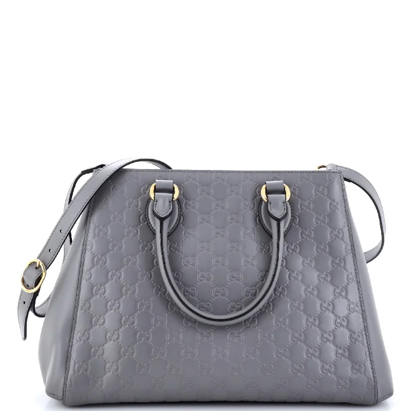 Durable And Fashionable Bags For Daily Use Soft Signature Convertible Top Handle Bag Guccissima Leather Large