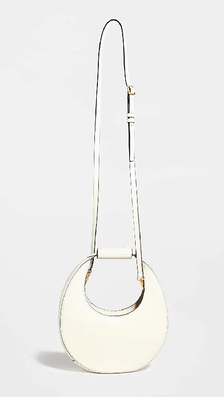 Tote Bag For Everyday Use Staud Women Moon Shape Adjustable Strap Mini Shoulder Leather Bag Cream OS