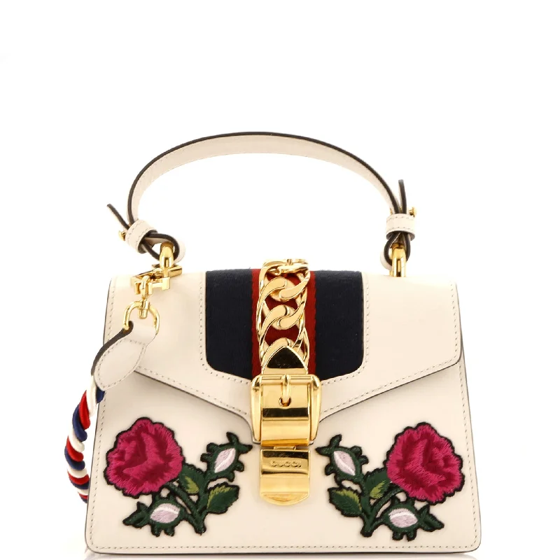 Elegant Bags For Formal Events And Luxury Occasions Sylvie Top Handle Bag Embroidered Leather Mini
