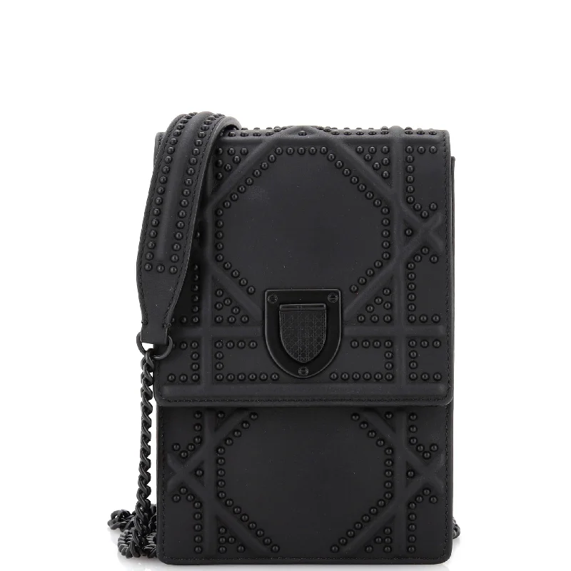 Bags For Personalized Gifts Ultra Matte Diorama Vertical Clutch on Chain Studded Leather