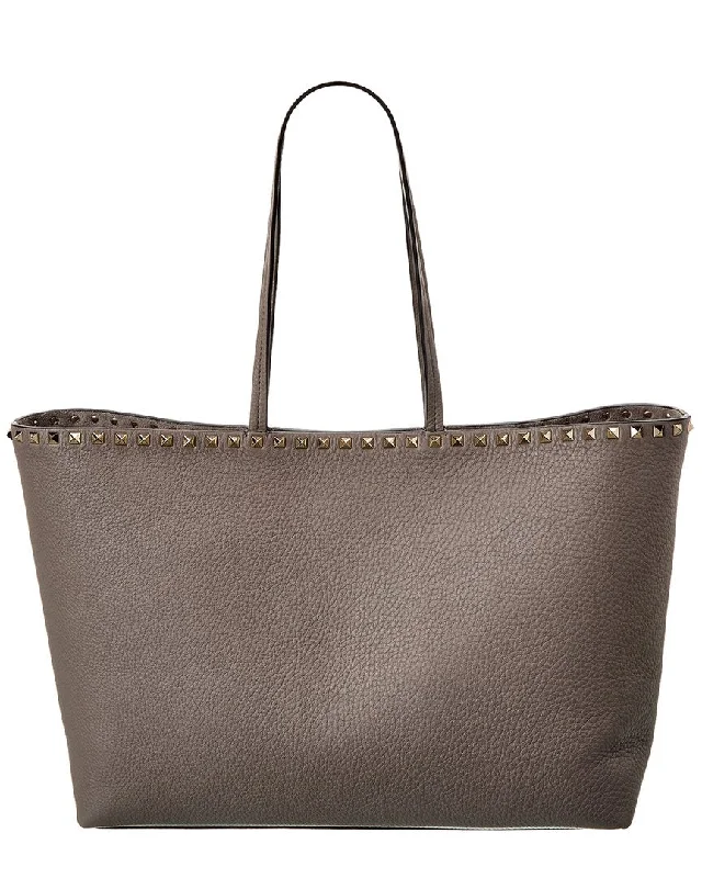 Rustic Bags For Outdoor And Nature-Inspired Looks Valentino Rockstud Large Grainy Leather Shopper Tote