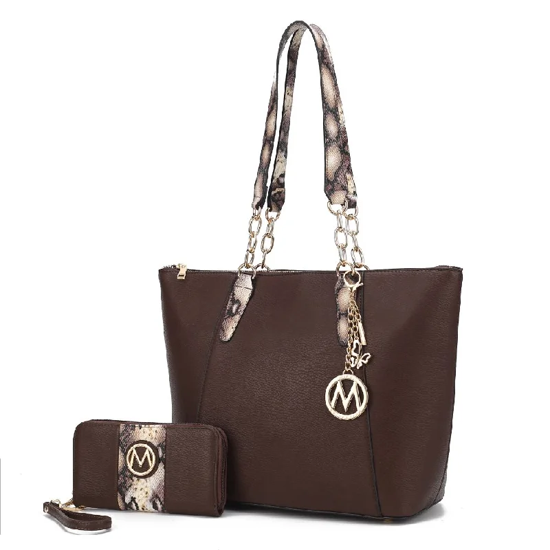 Valentine's Day Ximena Vegan Leather Women’s Tote Bag with matching Wristlet Wallet- 2 pieces