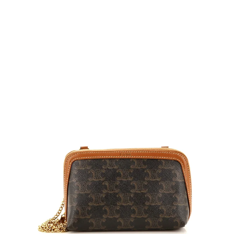 Trendy Bags For Women And Men In 2025 Zip Around Chain Clutch Triomphe Coated Canvas
