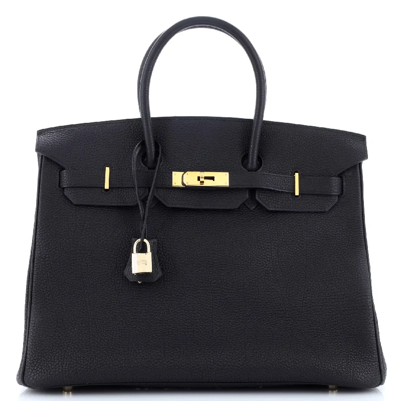 Luxury Bags For Working Professionals Birkin Handbag Noir Togo with Gold Hardware 35