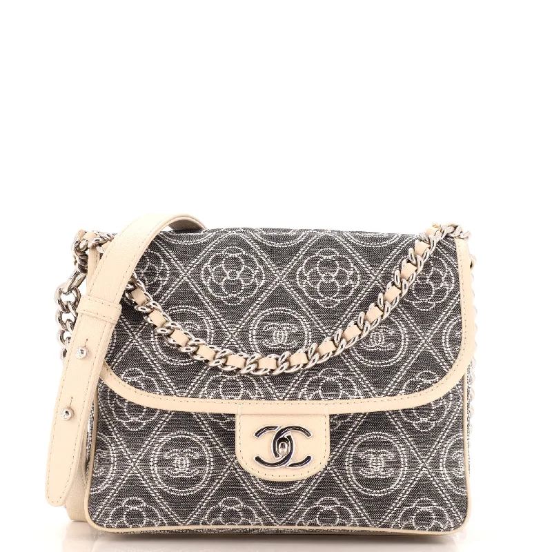 Affordable Bags For Budget Shoppers Camellia Double Side Flap Bag Quilted Printed Canvas Small