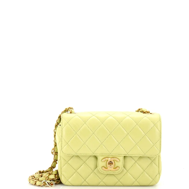 Clearance Bags For Budget Shoppers Casino Royale Charms Square Flap Bag Quilted Lambskin with Enamel Small