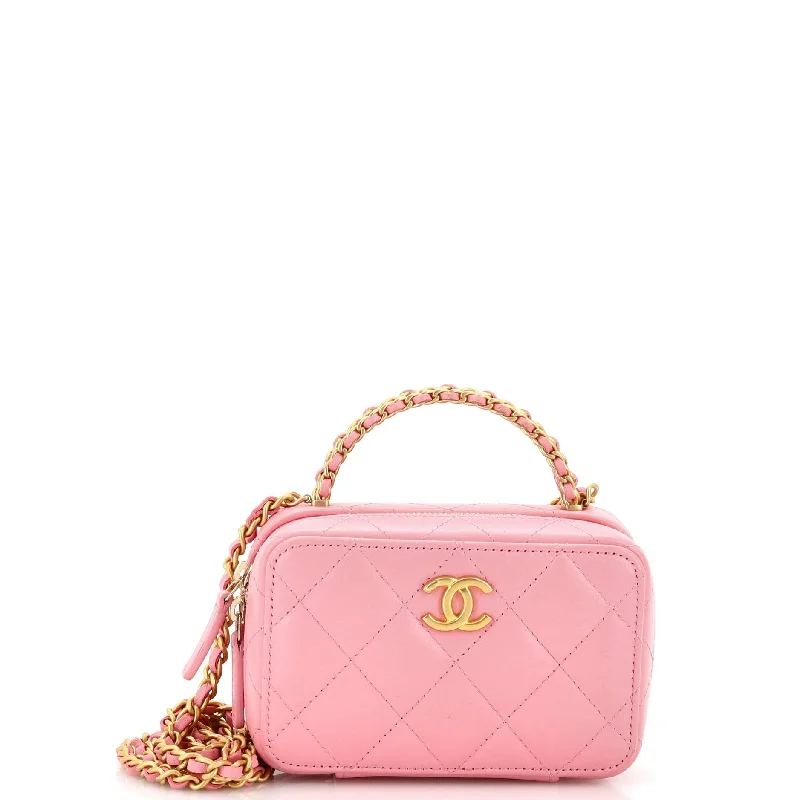 Limited Edition Bags For Collectors CC Chain Handle Zip Around Vanity Case with Chain Quilted Lambskin Mini