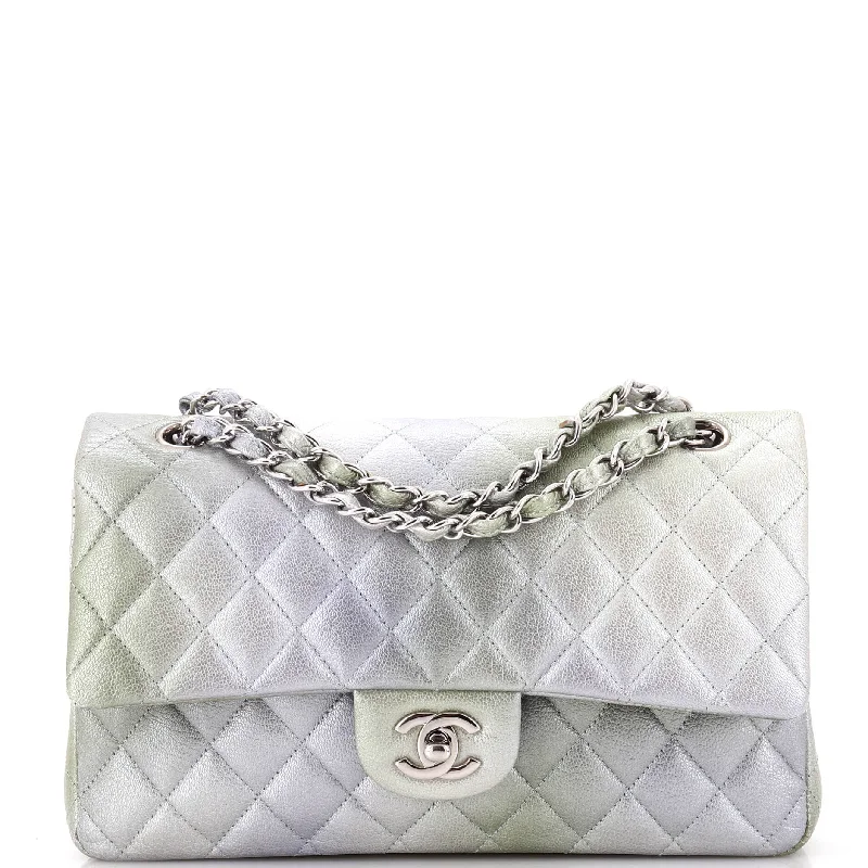 Functional Bags For Busy Moms And Dads Classic Double Flap Bag Quilted Ombre Metallic Goatskin Medium