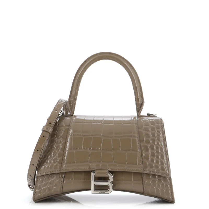 Limited-Time Offer On Trendy Bags Hourglass Top Handle Bag Crocodile Embossed Leather Small