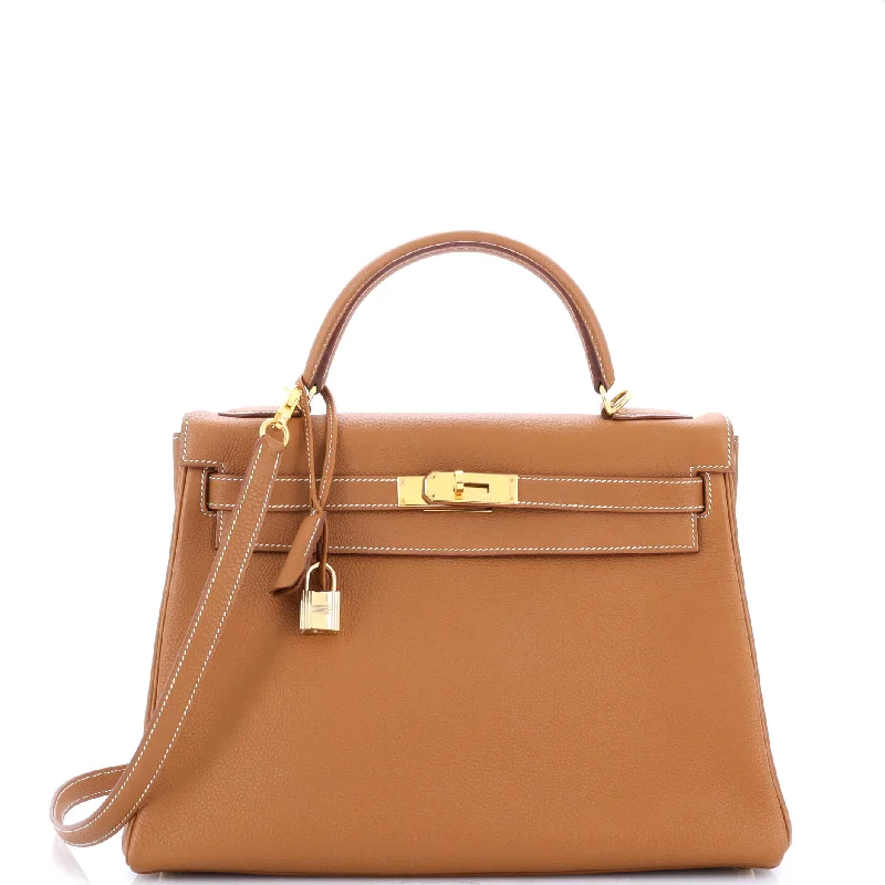Functional Bags For Busy Moms And Dads Kelly Handbag Gold Togo with Gold Hardware 32