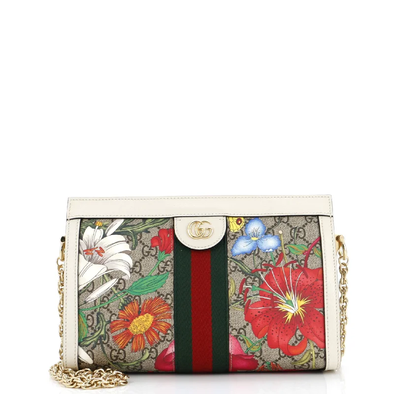 Inspired Bags For Timeless Elegance Ophidia Chain Shoulder Bag Flora GG Coated Canvas Small