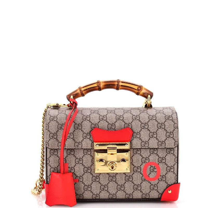 Senior Travelers Padlock Bamboo Shoulder Bag Printed GG Coated Canvas Small