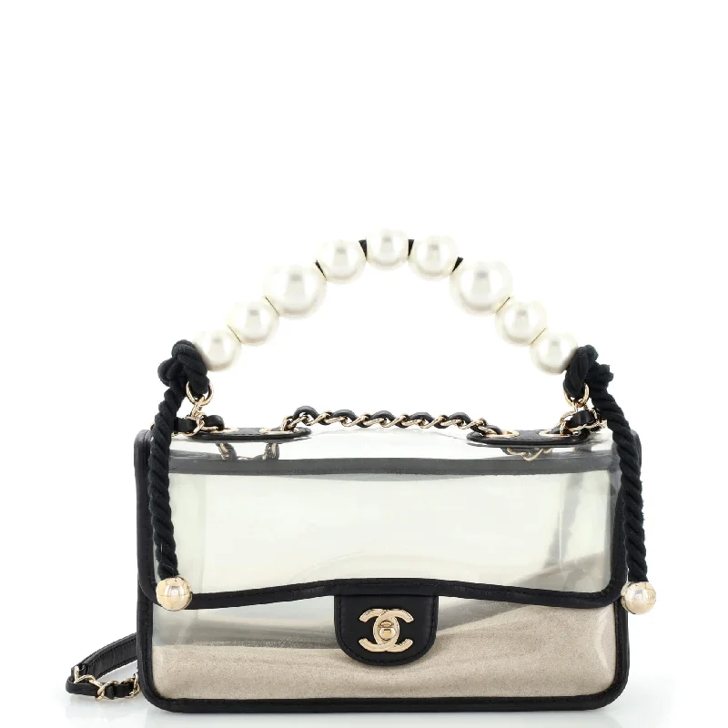 Trendy Festival Bags With Limited-Time Offers Sand By The Sea Pearl Flap Bag PVC with Lambskin Medium