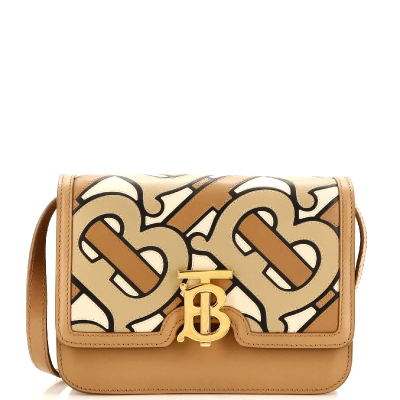 Trendy And Discounted Designer Handbags TB Flap Bag Monogram Intarsia Leather Small