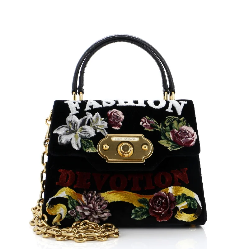 Flash Sales On Premium And High-Quality Bags Welcome Top Handle Bag Printed Velvet Small