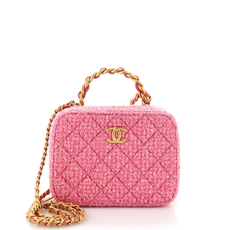 Trendy Bags For Women And Men In 2025 Woven Chain Top Handle Vanity Case Quilted Tweed Small